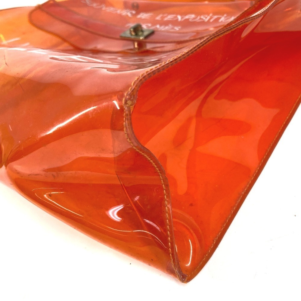 HERMES Vinyl Kelly Bag, Tote Handbag, Vinyl, Women's, Orange - Picture 15 of 16